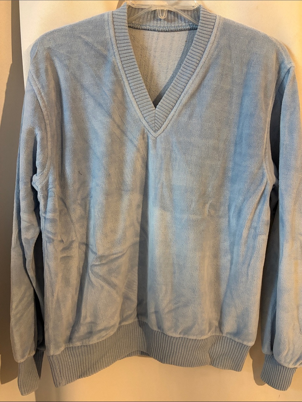 Vintage 70s Light Blue V-Neck Sweater